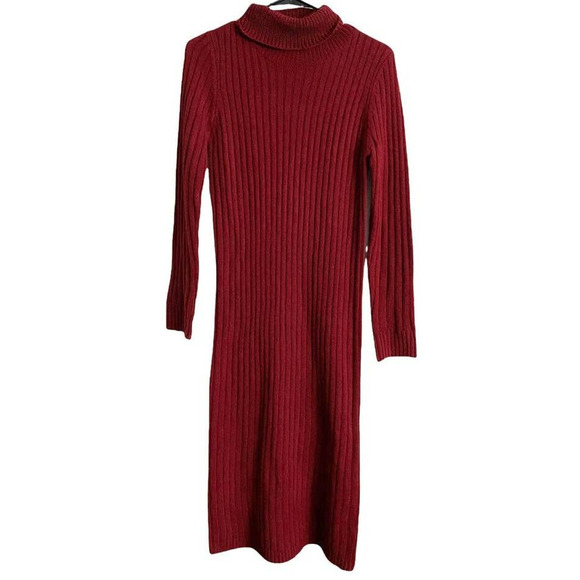 BB Dakota by Steve Madden Turtleneck Midi Sweater Dress Sz Medium in Wine NWT - Picture 2 of 6